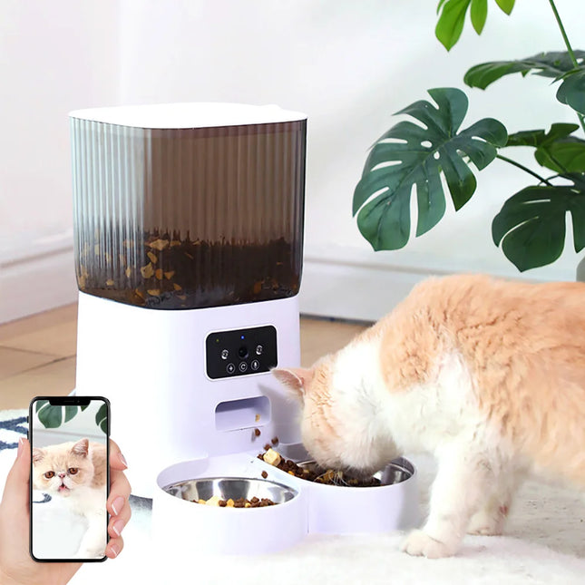 5L Smart Automatic Pet Feeder with Camera – Double Bowl WiFi Cat