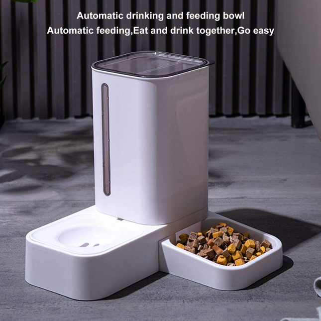 Automatic Pet Feeder & Water Dispenser Set – Double Bowl Food Station