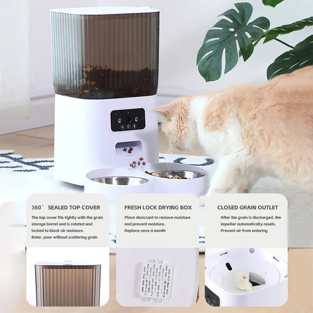 5L Smart Automatic Pet Feeder with Camera – Double Bowl WiFi Cat