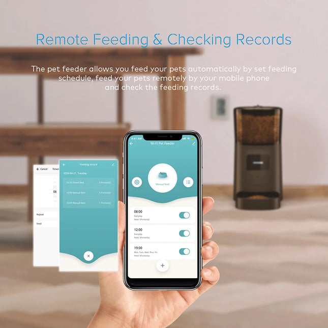 Smart WiFi Automatic Pet Feeder –  with Voice Recorder and Programmable Meals